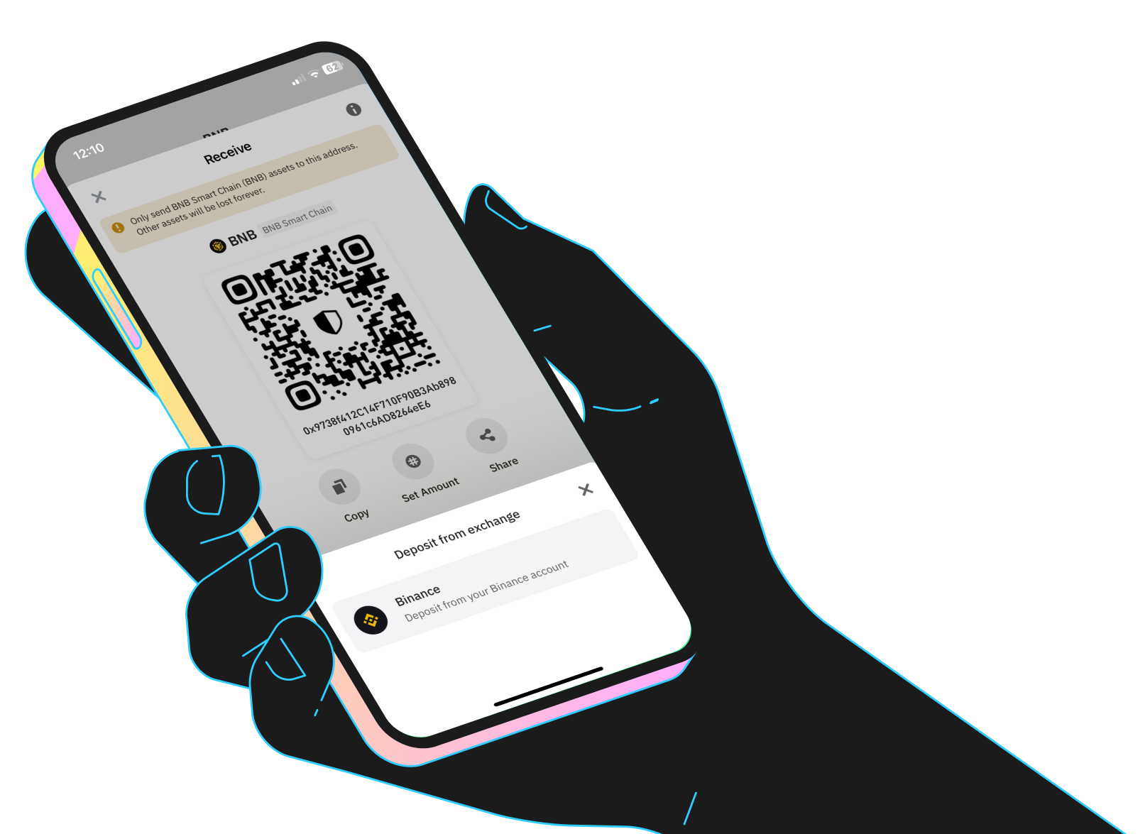 Deposit from exchange screen on phone